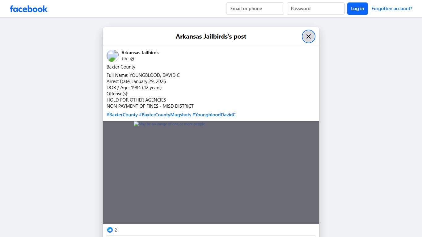 Baxter County Full Name: YOUNGBLOOD,... - Arkansas Jailbirds Facebook